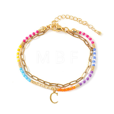 304 Stainless Steel Letter Charm Double-layered Bracelets VG5038-3-1