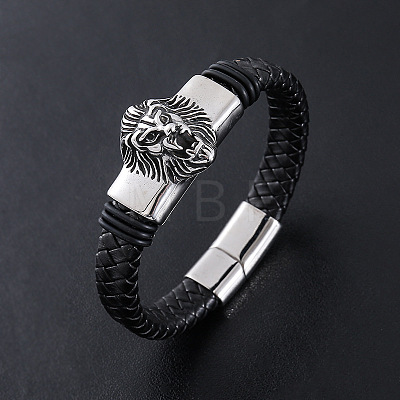 Punk Braided PU Leather Cord Bracelets GT3002-1-1