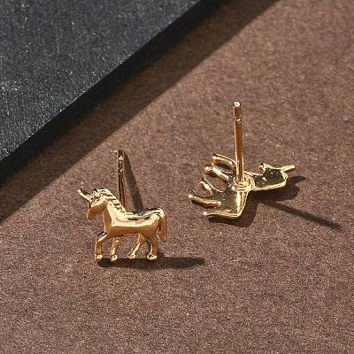 Brass Stud Earrings EJEW-F403-07G-1