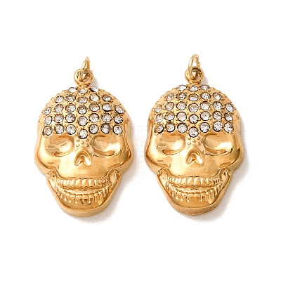 304 Stainless Steel Rhinestone Pendants RB-CBA9088-04G-A-1