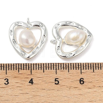 Brass Pave Natural Freshwater Pearl Pendants KK-U045-18S-1