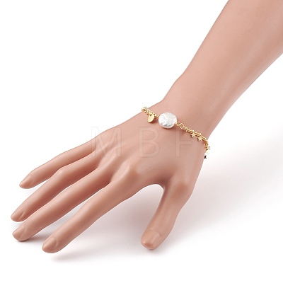 Natural Baroque Pearl Keshi Pearl Link Bracelets BJEW-JB05803-02-1