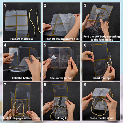 Gold Edged Transparent Plastic Packing Boxes CON-WH0107-113A-1