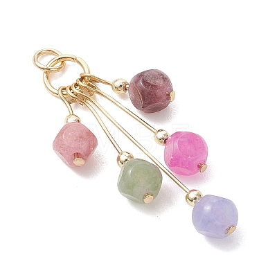 Natural Multicolor Tourmaline Dangling Pendants PALLOY-JF05184-1