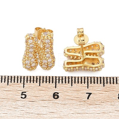 Brass Micro Pave Cubic Zirconia Stud Earrings EJEW-Z091-04G-H-1