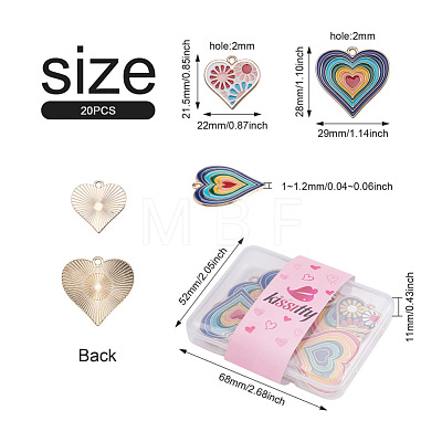 Kissitty 20Pcs 5 Style Heart Alloy Enamel Pendants ENAM-KS0001-08-1