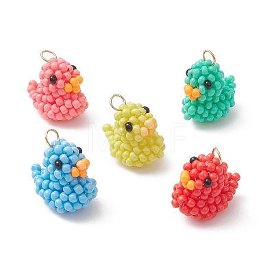 Glass Seed Beaded Duck Charms PALLOY-MZ01133-1