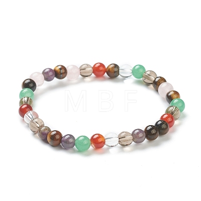 Natural Mixed Stone Beaded Stretch Bracelets BJEW-A117-B-39-1