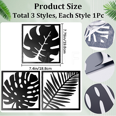 3Pcs Leaf Acrylic Mirror-Like Wall Stickers DIY-WH0304-722C-1