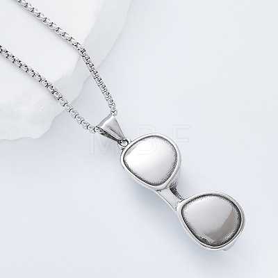Retro 304 Stainlee Steel Glasses Pendant Box Chain Necklaces for Men Women JT9849-1