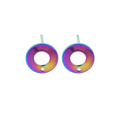 Rainbow Color 304 Stainless Steel Stud Earring Findings STAS-N098-019-1