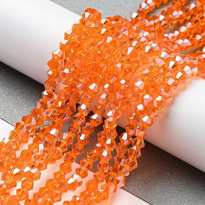 Transparent Electroplate Glass Beads Strands GLAA-F029-4mm-C11-1