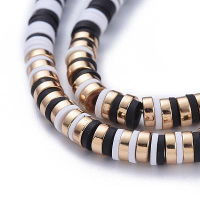 Heishi Beads Stretch Bracelets & Necklaces Sets SJEW-JS01103-02-1