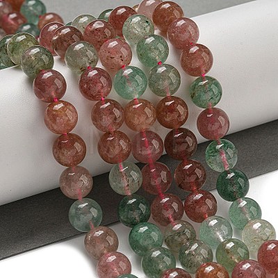 Natural Red and Green Strawberry Quartz Beads Strands G-B099-C03-06-1