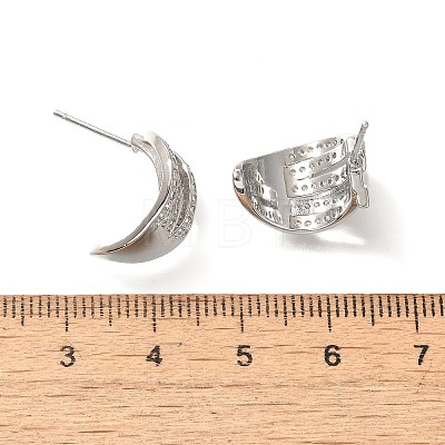 Brass Cubic Zirconia & Glass Stud Earrings EJEW-M048-02P-1