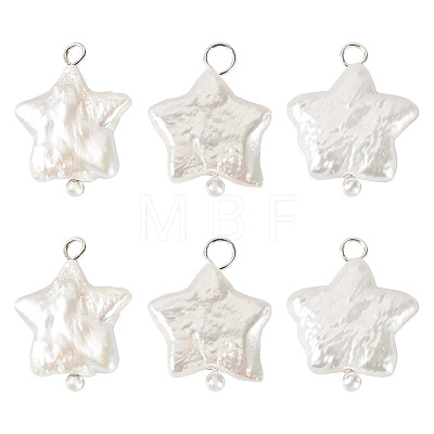 6Pcs Natural Nucleated Baroque Keshi Pearl Pendants PALLOY-TA00374-1