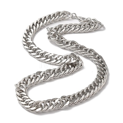 Iron Cuban Link Chain Necklaces for Women Men NJEW-A028-01I-P-1