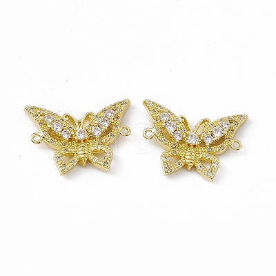 Brass Pave Clear Cubic Zirconia Connector Charms KK-E068-VC087-1
