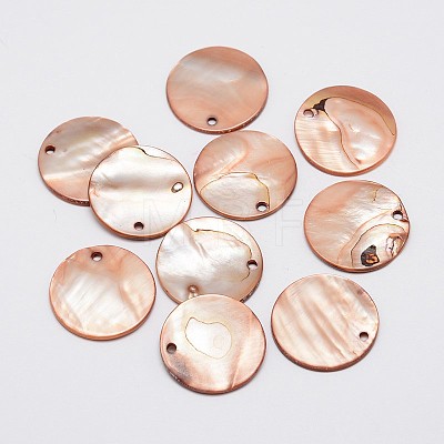 Dyed Natural Flat Round Shell Pendant SHEL-P003-03-1