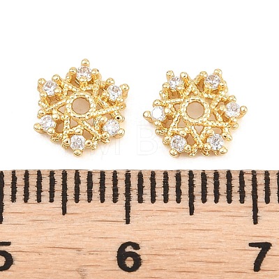 Christmas Brass Clear Cubic Zirconia Beads KK-B186-12G-1