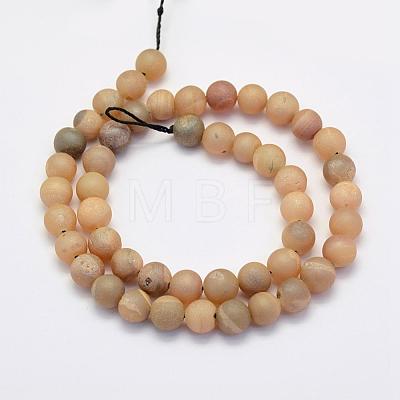 Electroplate Natural Druzy Agate Beads Strands G-G708-6mm-05-1