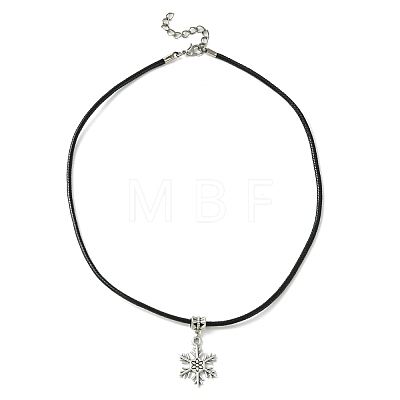 Tibetan Alloy Snowflake Pendant Necklaces NJEW-JN04538-04-1