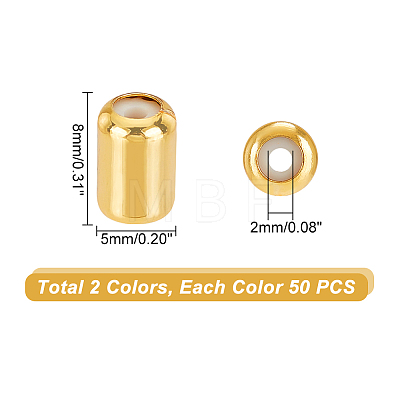   100pcs 2 colors Brass Beads KK-PH0004-14-1
