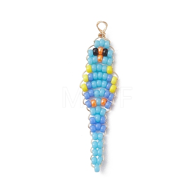5Pcs Glass Seed Beaded Pendants PALLOY-MZ01239-1