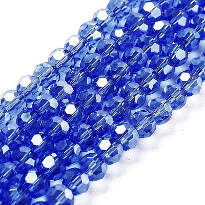 Electroplate Transparent Glass Beads Strands EGLA-A035-T6mm-A14-1
