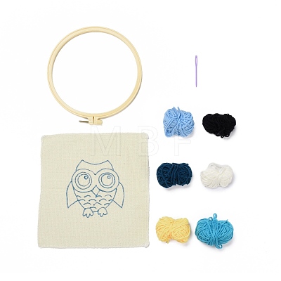 Owl Punch Embroidery Supplies Kit DIY-H155-03-1