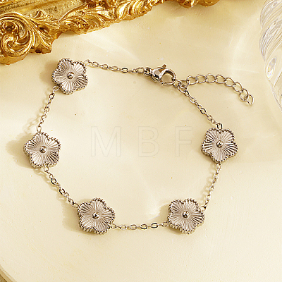 Stainless Steel Flower Link Chain Bracelet KW3287-2-1
