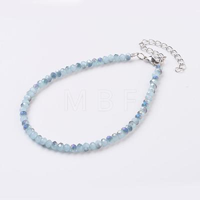 Faceted Glass Beads Anklets AJEW-AN00209-1