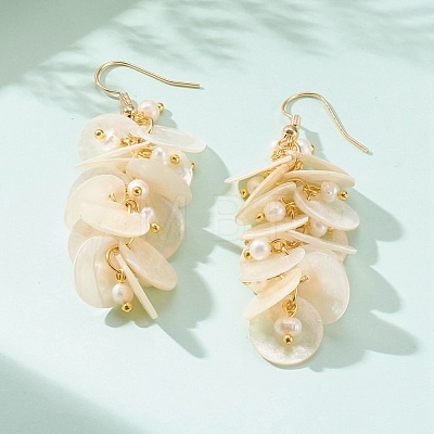 Natural Capiz Shell Cluster Earrings EJEW-JE04471-1