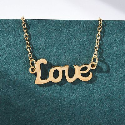 201 Stainless Steel Pendant Necklace for Women NJEW-F335-02G-07-1