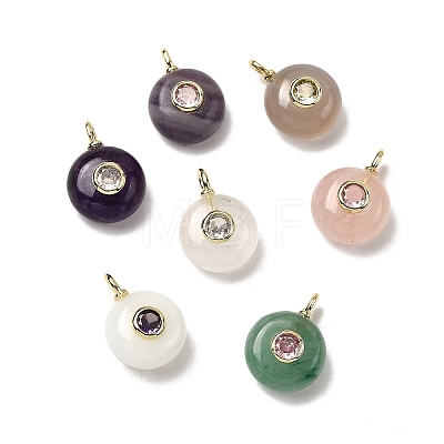 Natural & Synthetic Gemstone Flat Round Pendants G-H318-01G-A-1