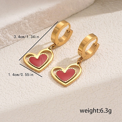 Stylish Stainless Steel Heart Hoop Earrings YO7726-1-1