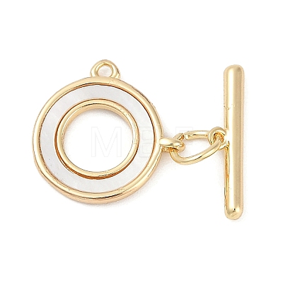 Brass & Shell Toggle Clasps KK-K391-10G-1