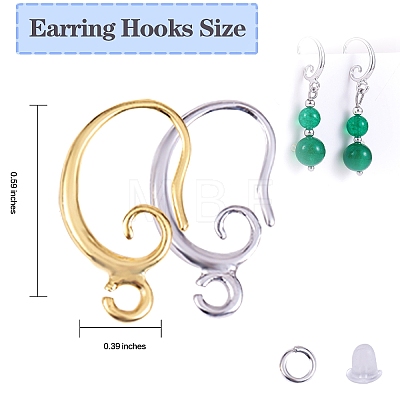 20 Pairs 2 Colors Brass Earring Hooks KK-SZ0002-42-1