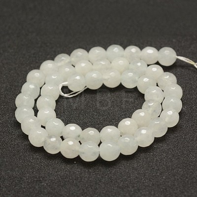 Faceted Natural White Jade Beads Strands G-F448-8mm-1