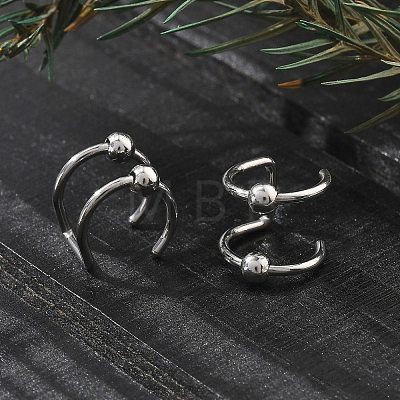 304 Stainless Steel 2 Line Round Clip on Nose Rings AJEW-A062-02P-1