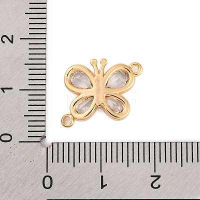 Brass Pave Clear Cubic Zirconia Connector Charms KK-Z066-09G-1