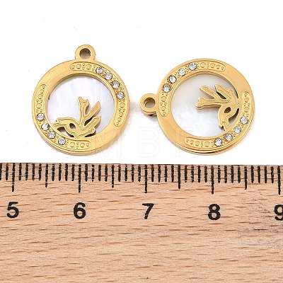 Ocean Theme 304 Stainless Steel & Natural Shell & Rhinestone Pendants SH-CBA72D5-01B-G-1