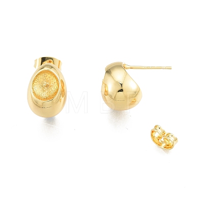 Brass Stud Earring Findings KK-I663-09G-1