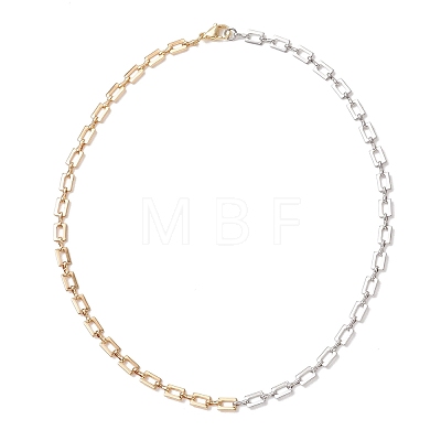Two Tone Brass Rectangle Link Chain Necklaces NJEW-JN05761-1