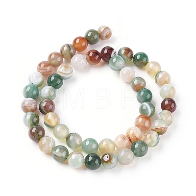 Natural Striped Agate/Banded Agate Beads Strands G-G582-6mm-49-1