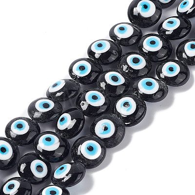 Handmade Evil Eye Lampwork Beads Strands LAMP-G157-01-1