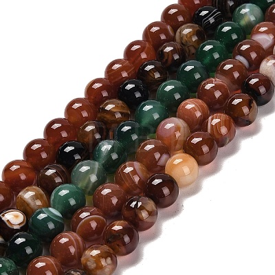 Natural Striped Agate/Banded Agate Beads Strands G-B079-A05-03-1