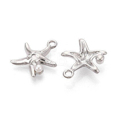 Rack Plating Alloy & Imitation Pearl Pendants ENAM-T024-04P-1