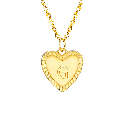 Golden Tone Brass Cable Chain Letter Heart Pendant Necklaces for Women PW-WG67FD6-07-1