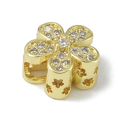 Rack Plating Brass Micro Pave Clear Cubic Zirconia Beads KK-A220-11B-G-1